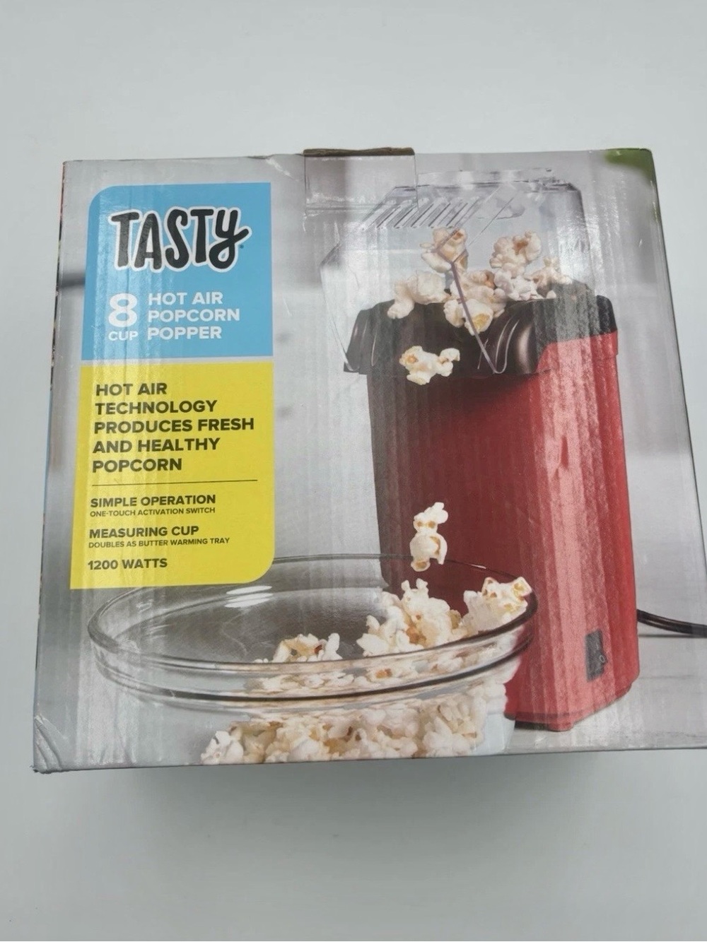 Tasty Hot Air Popcorn Popper, Healthy and Delicious in 8-Cups, Red